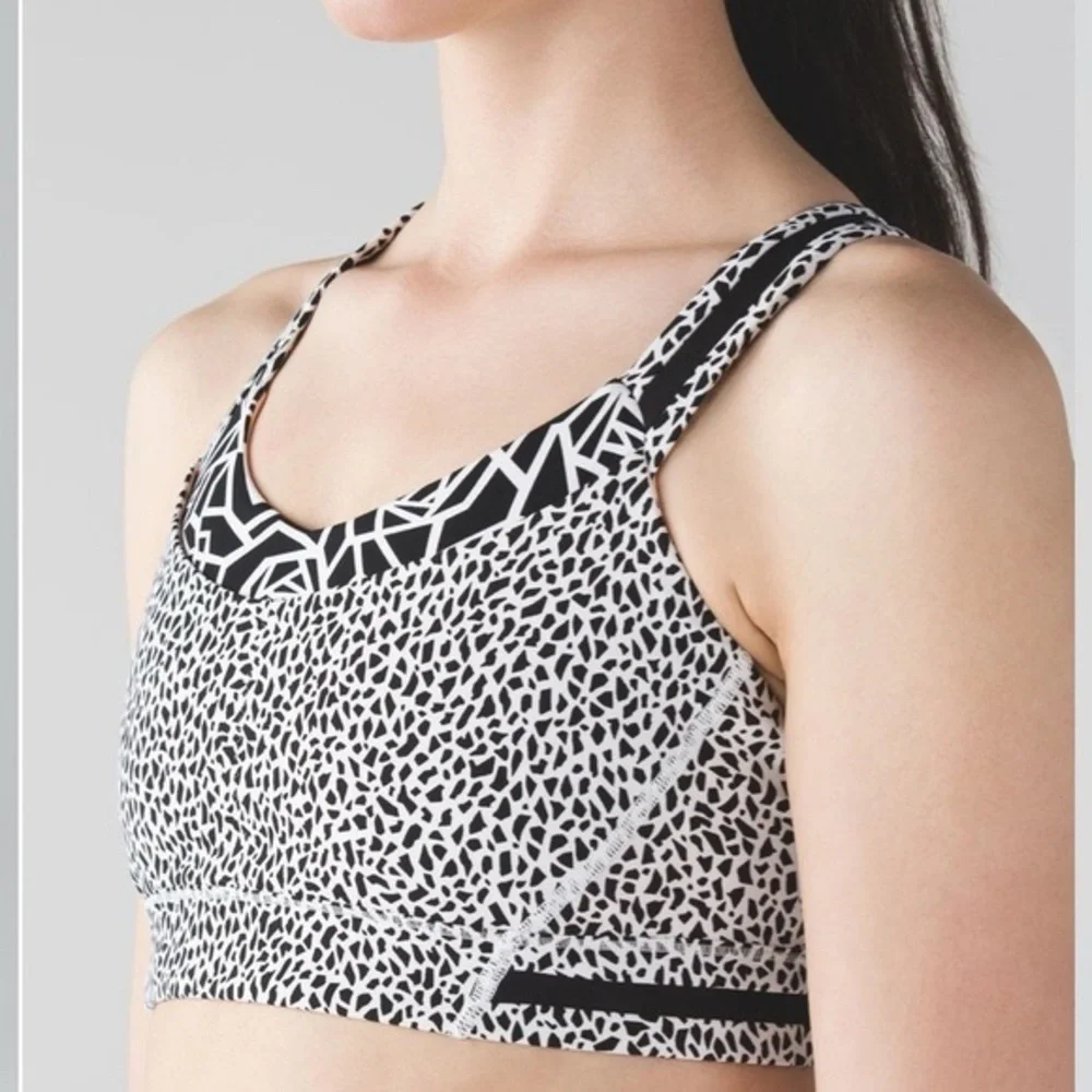 Lululemon Athletica Black and White Geometric Sports Bra